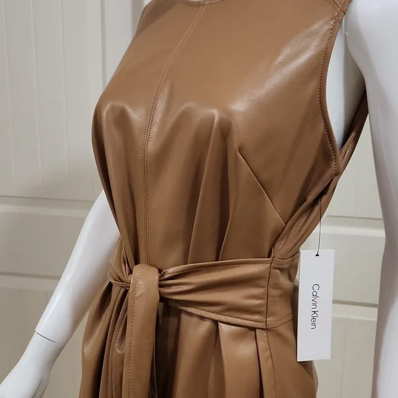 HOST PICK😍 Calvin klein faux leather dress NWT (Necklace NOT included). - Picture 9 of 10